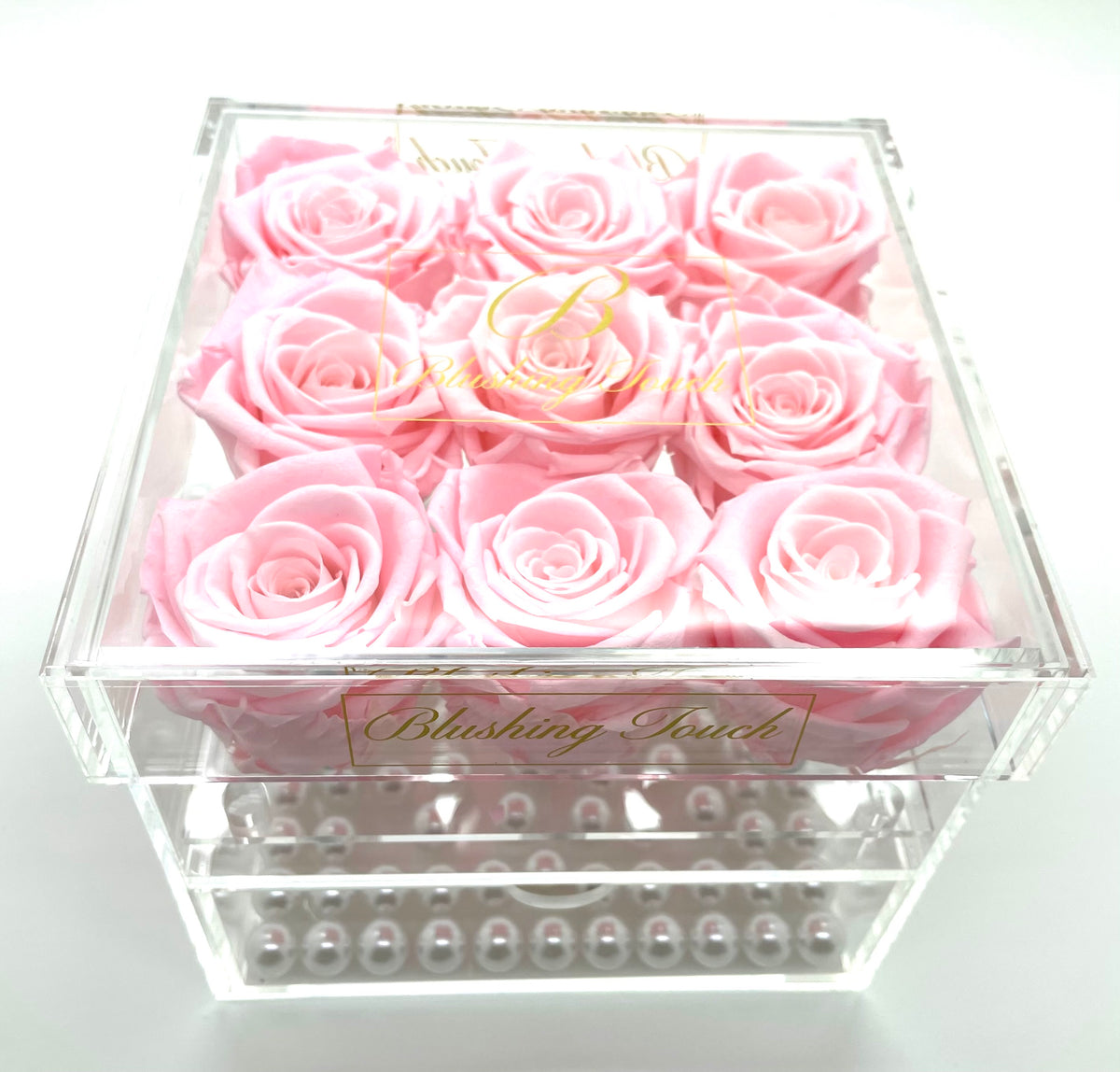 9 Rose Acrylic Box – Blushing Touch